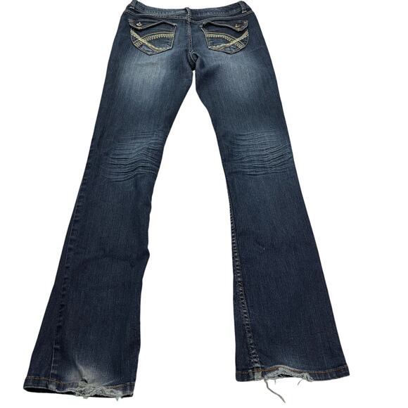 VTG Y2K Mudd Jeans Low Rise Flared size 5 Dark Wash Preppy 28 x 32 - Picture 2 of 8